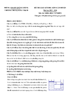 Đề thi hsg KHTN 8 năm 2023-2024 Trường THCS Quảng Trạch