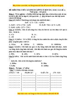 Đề thi cuối kì 2 Toán lớp 5 nâng cao - Đề 1