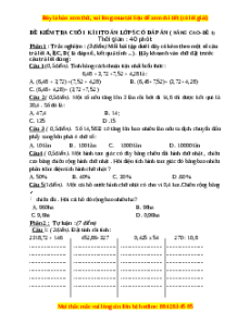 Đề thi cuối kì 2 Toán lớp 5 nâng cao - Đề 1