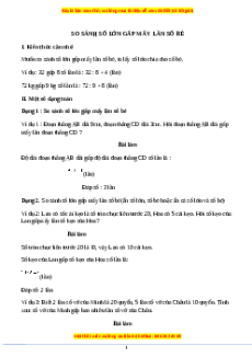 Chuyên đề So sánh số lớn gấp mấy lần số bé Toán lớp 3 nâng cao Kết nối tri thức
