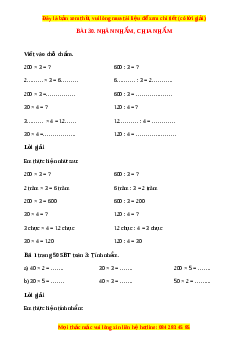 VBT Toán lớp 3 Bài 30 (Chân trời sáng tạo): Nhân nhẩm, chia nhẩm