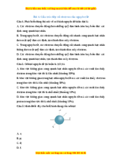 Trắc nghiệm Cấu trúc lớp vỏ electron của nguyên tử Hóa học 10 Chân trời sáng tạo