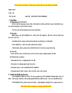 Giáo án Các oxit của cacbon Hóa học 9