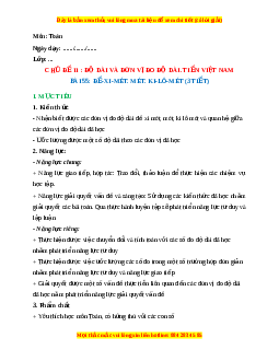 Giáo án Đề - xi - mét. Mét. Ki - lô - mét Toán lớp 2 Kết nối tri thức