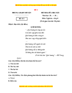 Đề thi giữa kì 1 Ngữ văn 8 Cánh diều (đề 1)