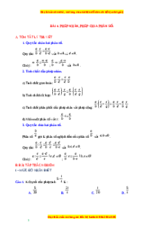 Chuyên đề Phép nhân, phép chia phân số Toán 6 Cánh diều