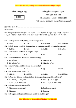 Đề thi thử Hóa Học Sở Phú Thọ lần 1 năm 2021
