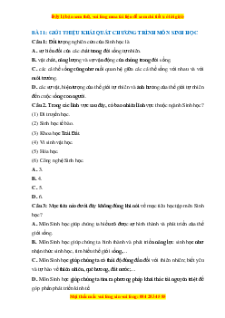 Bộ trắc nghiệm Sinh học 10 Chân trời sáng tạo (có đáp án)