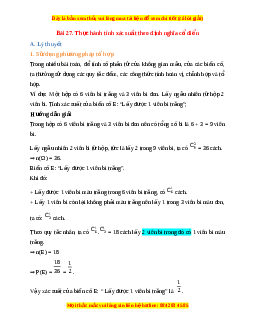 Lý thuyết Toán 10 Kết nối tri thức Bài 27: Thực hành tính xác suất theo định nghĩa cổ điển