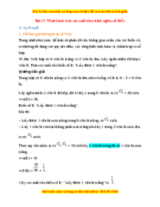 Lý thuyết Toán 10 Kết nối tri thức Bài 27: Thực hành tính xác suất theo định nghĩa cổ điển
