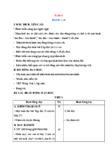 Giáo án Tuần 6 Tiếng Việt lớp 1 Cánh diều
