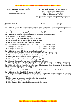 Đề thi thử Vật Lí trường Chuyên Nguyễn Trãi năm 2021