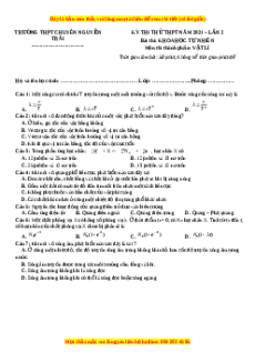 Đề thi thử Vật Lí trường Chuyên Nguyễn Trãi năm 2021
