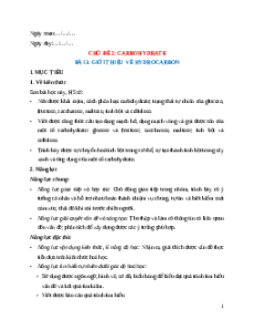 Giáo án Bài 3 Hóa học 12 Cánh Diều: Giới thiệu về carbohydrate