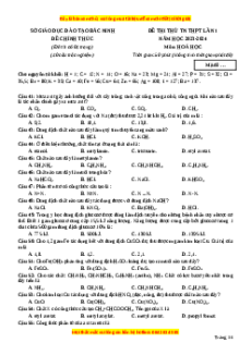 Đề thi thử tốt nghiệp Hóa học Sở GDĐT Bắc Ninh lần 3 năm 2024