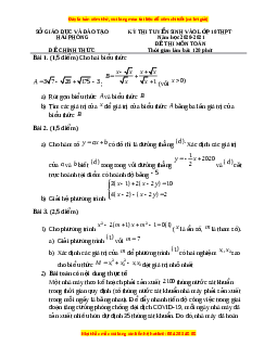 Đề thi vào 10 môn Toán tỉnh Hải Phòng (Hệ không chuyên) năm 2021