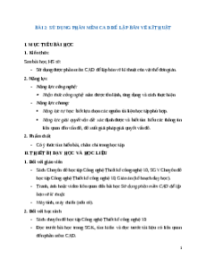 Giáo án chuyên đề Bài 2: Sử dụng phầm mềm CAD để lập bản vẽ KT Công nghệ thiết kế 10 Kết nối tri thức