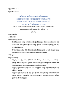Giáo án Chủ đề G Bài 1 Tin học 12 Cánh diều: Giới thiệu nhóm nghề Dịch vụ