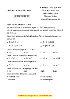 Đề thi giữa kì 1 Toán 6 Chân trời sáng tạo Trường THCS Hai Bà Trưng - TP.HCM
