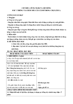 Giáo án Bài 7 Công nghệ lớp 4 Cánh diều: Trồng và chăm sóc cây cảnh trong chậu