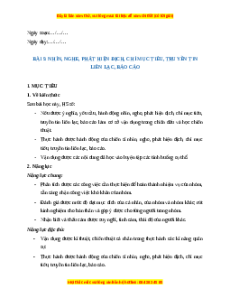 Giáo án GDQP 11 Bài 9 (Cánh diều): Nhìn, nghe, phát hiện địch, chỉ mục tiêu, truyền tin liên lạc, báo cáo