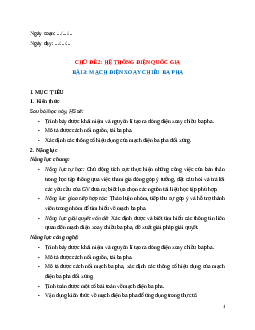 Giáo án Bài 3: Mạch điện xoay chiều ba pha (2024) Công nghệ Điện - Điện tử 12 Cánh diều