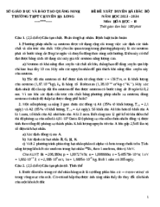 Đề thi HSG Hóa học 10 Trường THPT Chuyên Quảng Ninh
