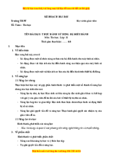 Giáo án Bài 2 Tin 11 Kết nối tri thức: Thực hành sử dụng hệ điều hành