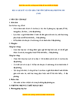 Giáo án Bài 3 Lịch sử & Địa lí lớp 4 Chân trời sáng tạo: Lịch sử và văn hoá truyền thống địa phương