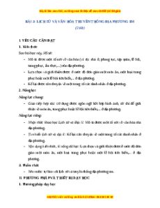 Giáo án Bài 3 Lịch sử & Địa lí lớp 4 Chân trời sáng tạo: Lịch sử và văn hoá truyền thống địa phương