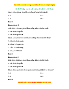 Trắc nghiệm Bài 19: Những yếu tố ảnh hưởng đến thiết kế kĩ thuật