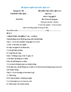 Đề thi giữa kì 1 Công nghệ lớp 5 Chân trời sáng tạo (Đề 2)