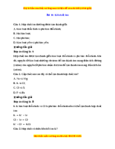 Trắc nghiệm Liên kết ion Hóa 10 Kết nối tri thức