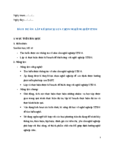 Giáo án chuyên đề Bài 8: Dự án kế hoạch lựa chọn nghề nghiệp STEM Công nghệ thiết kế 10 Kết nối tri thức