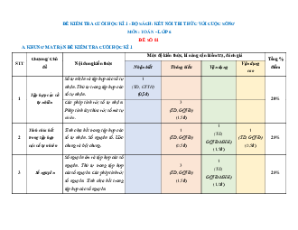 Bộ 26 đề thi cuối kì 1 Toán 6 Kết nối tri thức Cấu trúc mới có tự luận