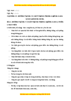 Giáo án Đường thẳng và mặt phẳng trong không gian Toán 11 Cánh diều