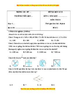 Đề thi cuối kì 2 Toán lớp 4 Kết nối tri thức (Đề 2)