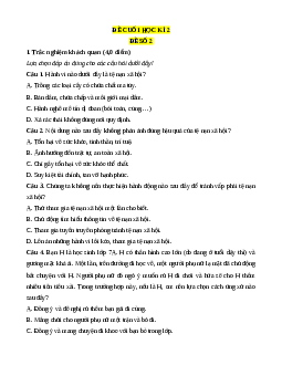 Đề thi cuối kì 2 GDCD 7 Cánh diều (Đề 2)