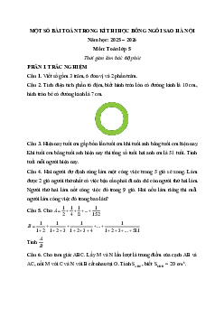 Đề thi vào lớp 6 Toán trường Ngôi sao Hà Nội các năm