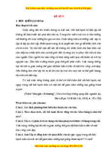 Đề thi cuối kì 1 Ngữ văn 12 - đề 5 có đáp án