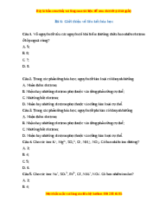 Trắc nghiệm Giới thiệu về liên kết hóa học KHTN 7 Chân trời sáng tạo