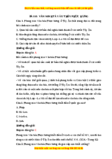 Trắc nghiệm Lịch sử 10 Bài 10 Chân trời sáng tạo: Văn minh tây âu thời phục hưng