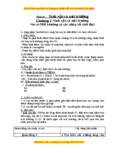 Giáo án Môi trường và các nhân tố sinh thái Sinh học 9