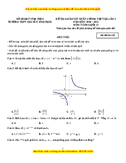 Đề thi thử Toán Sở vĩnh Phúc năm 2021