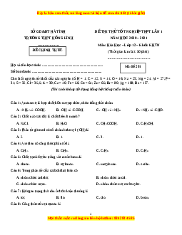 Đề thi thử Hóa Học trường Hồng Lĩnh năm 2021