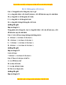 Trắc nghiệm Tin học 7 Bài 10 Chân trời sáng tạo: Sử dụng hàm để tính toán