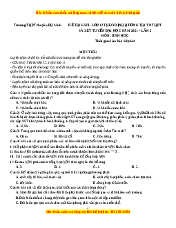 Đề thi thử Sinh Học trường Chuyên ĐH Vinh lần 2 năm 2021