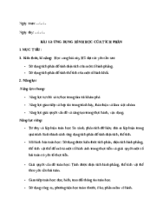 Giáo án Ứng dụng hình học của tích phân Toán 12 Kết nối tri thức