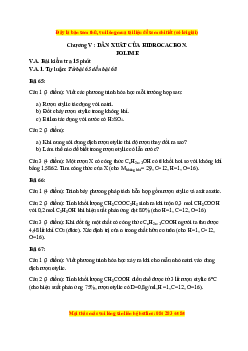 Đề kiểm tra Chương 5: Dẫn xuất của hidrocacbon. Polime Hóa học 9