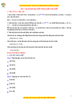 Chuyên đề Quan hệ chia hết. Tính chất chia hết Toán 6 Cánh diều